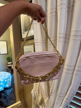 Stella Bianca Leather Women's Pink Chain-Accent Crossbody Bag